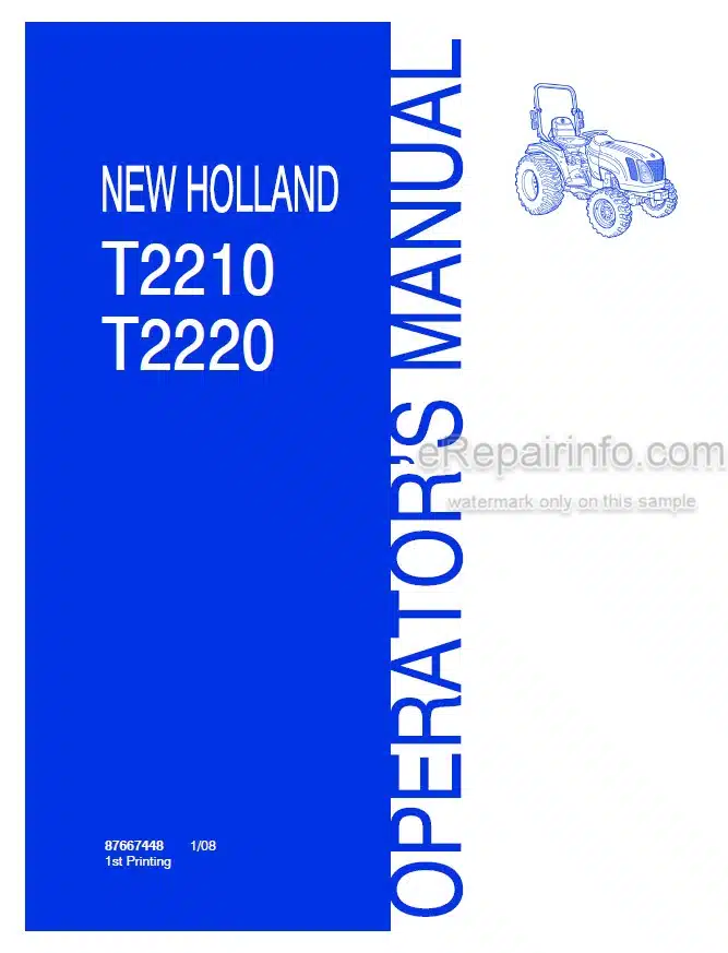 Photo 4 - New Holland T2210 T2220 Operators Manual Tractor 87667448