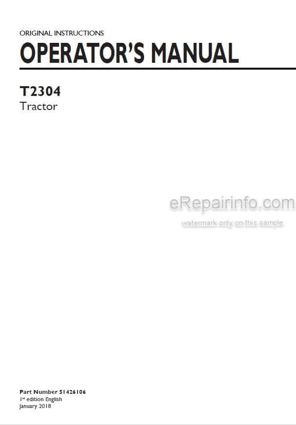 Photo 4 - New Holland T2304 Operators Manual Tractor 51426106