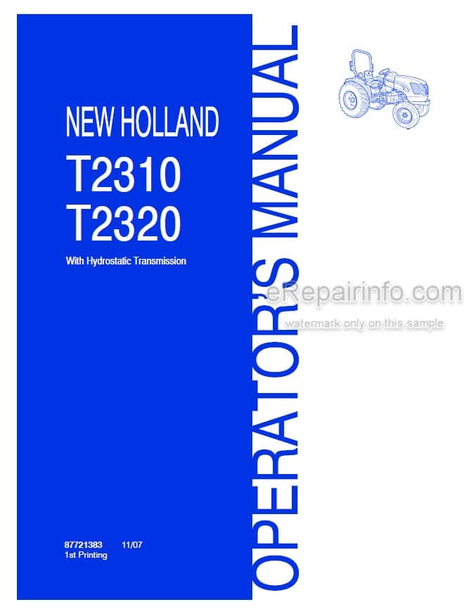 Photo 4 - New Holland T2310 T2320 Operators Manual Tractor