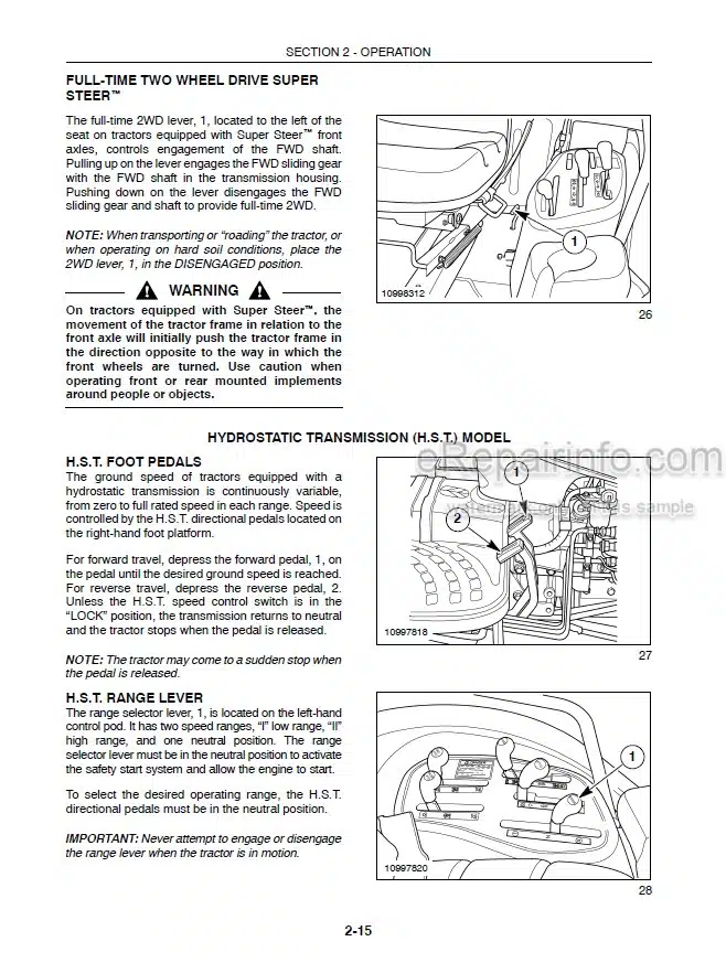 Photo 2 - New Holland T2310 T2320 Operators Manual Tractor