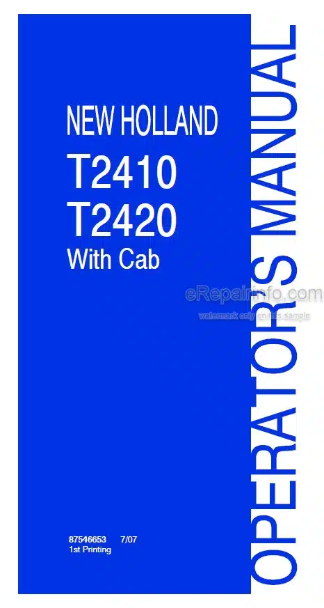 Photo 4 - New Holland T2410 T2420 Operators Manual Tractor