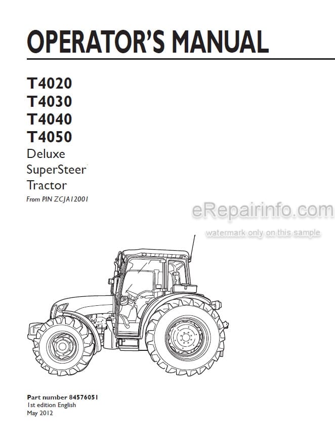 Photo 4 - New Holland T4020 T4030 T4040 T4050 Deluxe Supersteer Operators Manual Tractor