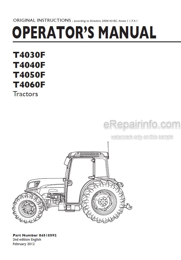 Photo 4 - New Holland T4030F T4040F T4050F T4060F Operators Manual Tractor