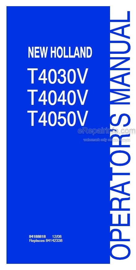 Photo 4 - New Holland T4030V T4040V T4050V Operators Manual Tractor 84188818