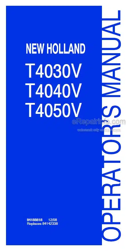 Photo 4 - New Holland T4030V T4040V T4050V Operators Manual Tractor 84188818