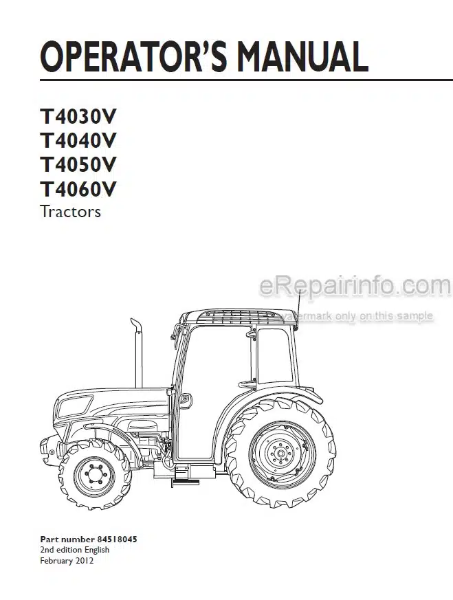 Photo 4 - New Holland T4030V T4040V T4050V T4060V Operators Manual Tractor 84518045