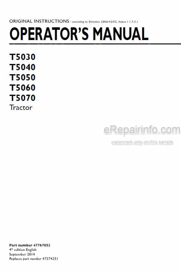Photo 4 - New Holland T5030 T5040 T5050 T5060 T5070 Operators Manual Tractor