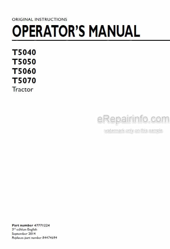 Photo 4 - New Holland T5040 T5050 T5060 T5070 Operators Manual Tractor