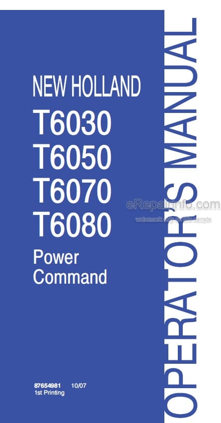 Photo 4 - New Holland T6030 T6050 T6070 T6080 Power Command Operators Manual Tractor 87654981
