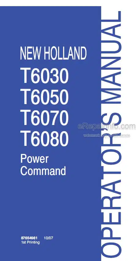 Photo 4 - New Holland T6030 T6050 T6070 T6080 Power Command Operators Manual Tractor 87654981