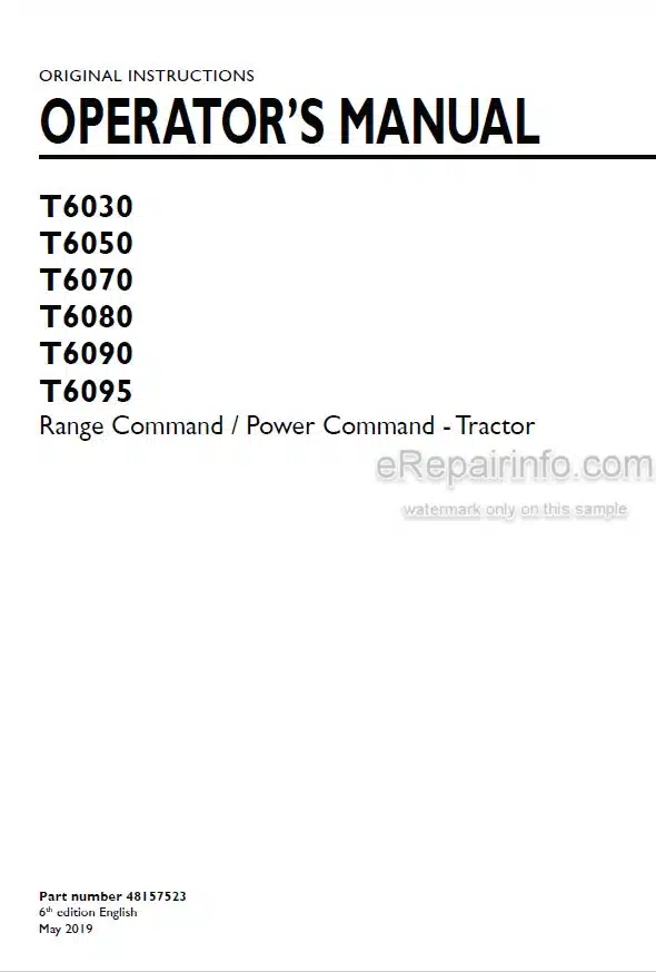 Photo 4 - New Holland T6030 T6050 T6070 T6080 T6090 T6095 Range Command Power Command Operators Manual Tractor 48157523