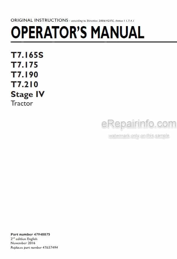 Photo 4 - New Holland T7.165S T7.175 T7.190 T7.210 Stage IV Operators Manual Tractor 47948875