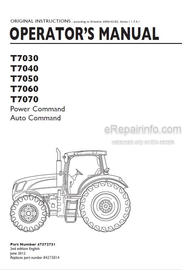 Photo 4 - New Holland T7030 T7040 T7050 T7060 T7070 Power Command Auto Command Operators Manual Tractor 47372731