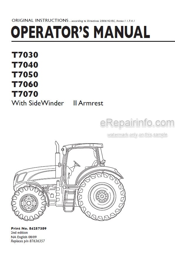 Photo 4 - New Holland T7030 T7040 T7050 T7060 T7070 Sidewinder II Armrest Operators Manual Tractor