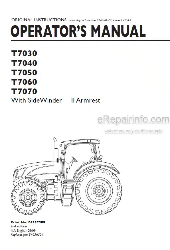 Photo 4 - New Holland T7030 T7040 T7050 T7060 T7070 Sidewinder II Armrest Operators Manual Tractor