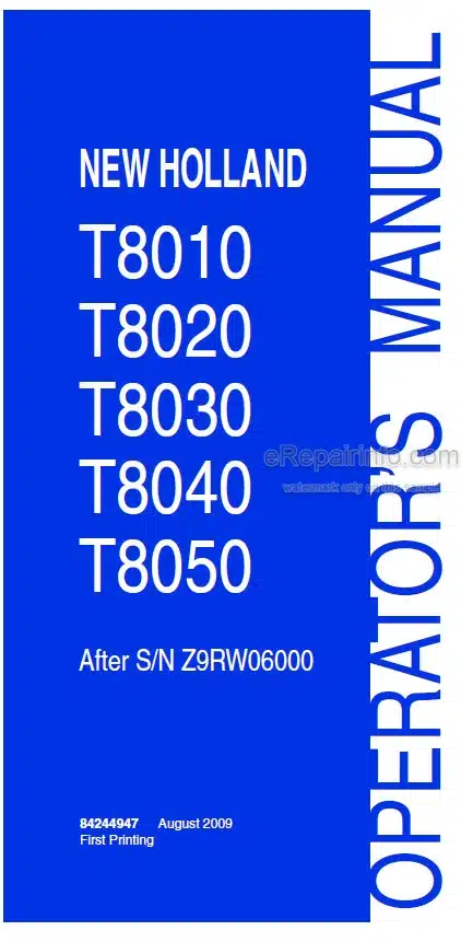 Photo 4 - New Holland T8010 T8020 T8030 T8040 T8050 Operators Manual Tractor 84244947