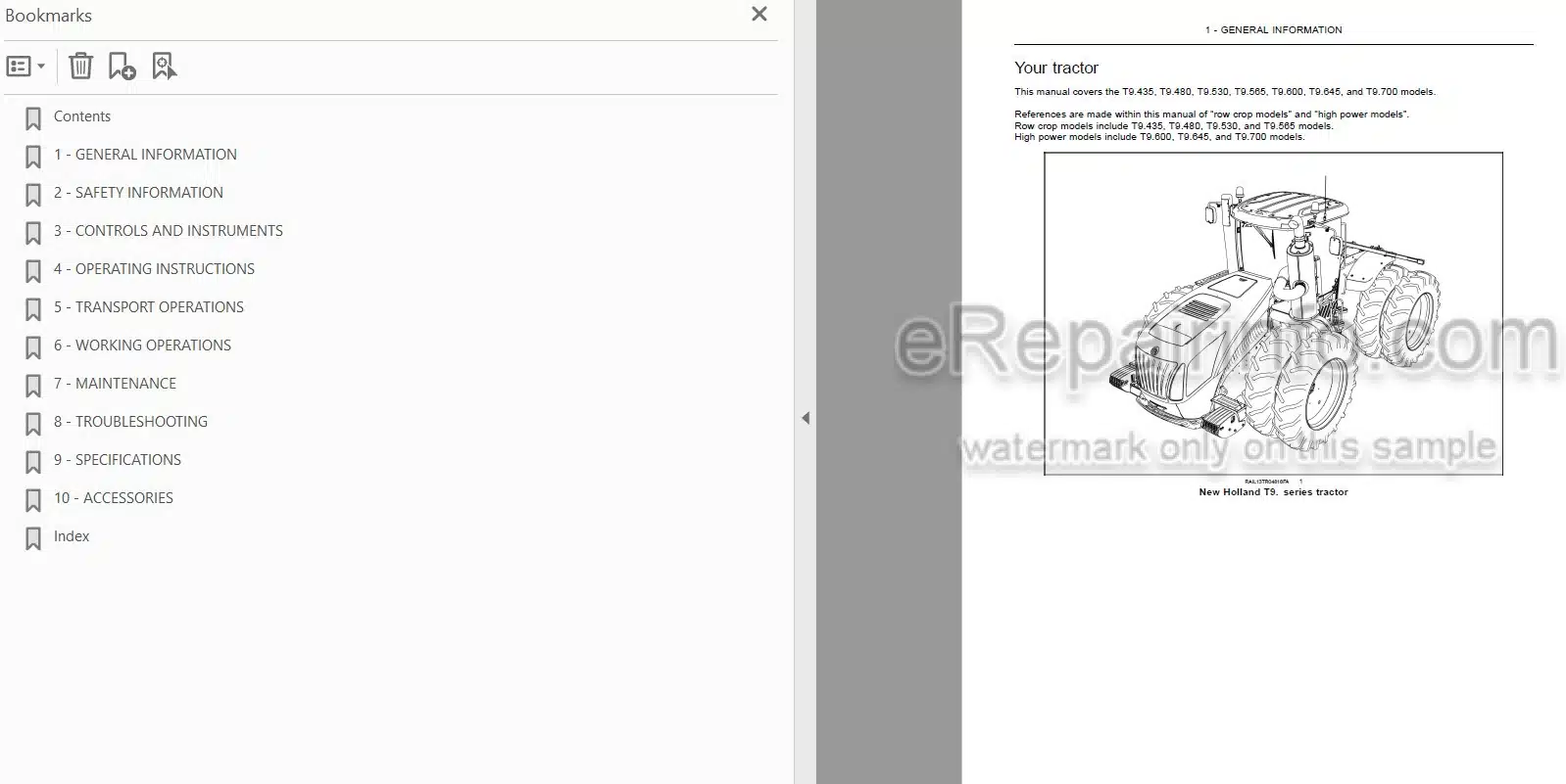 Photo 3 - New Holland T9.435 T9.480 T9.530 T9.565 T9.600 T9.645 T9.700 Tier 4B Final Operators Manual Tractor 47982402