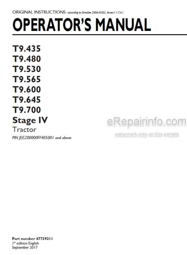 Photo 3 - New Holland T9.435 T9.480 T9.530 T9.565 T9.600 T9.645 T9.700 Stage IV Operators Manual Tractor 47739311