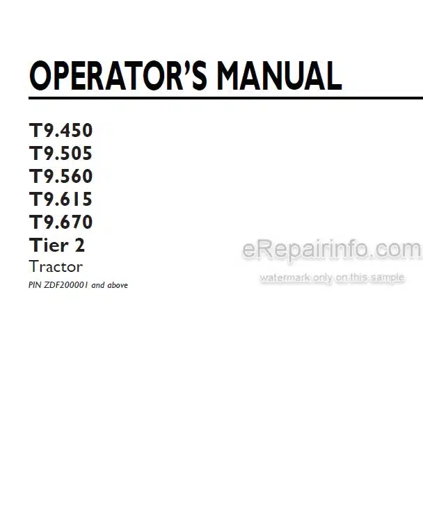 Photo 4 - New Holland T9.450 T9.505 T9.560 T9.615 T9.670 Tier 2 Operators Manual Tractor