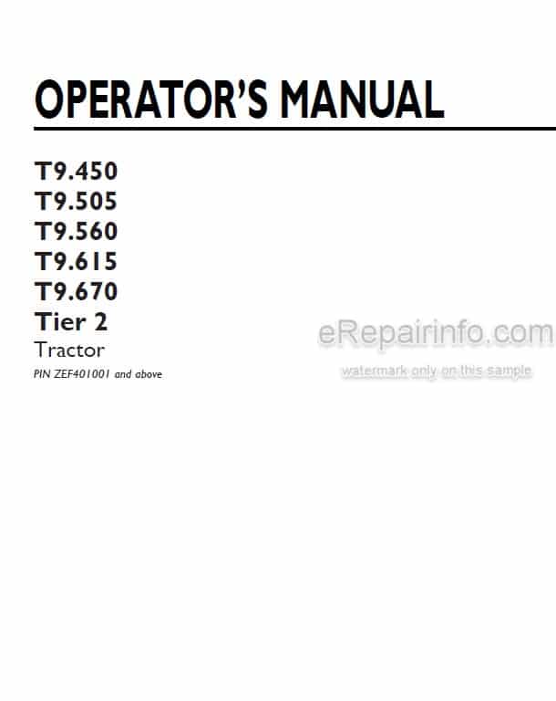 Photo 4 - New Holland T9.450 T9.505 T9.560 T9.615 T9.670 Tier 2 Operators Manual Tractor