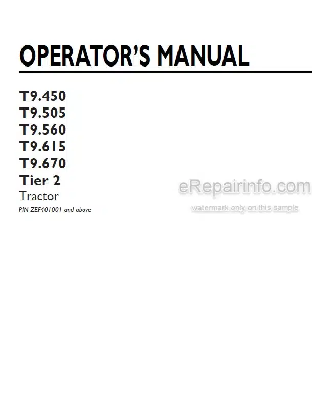 Photo 4 - New Holland T9.450 T9.505 T9.560 T9.615 T9.670 Tier 2 Operators Manual Tractor