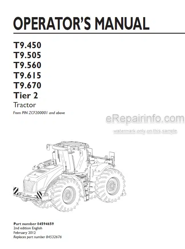 Photo 4 - New Holland T9.450 T9.505 T9.560 T9.615 T9.670 Tier 2 Operators Manual Tractor 84594659