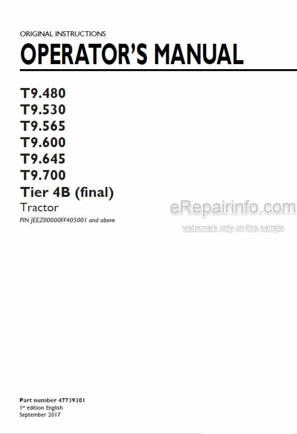 Photo 4 - New Holland T9.480 T9.530 T9.565 T9.600 T9.645 T9.700 Tier 4B Final Tractor 47739301