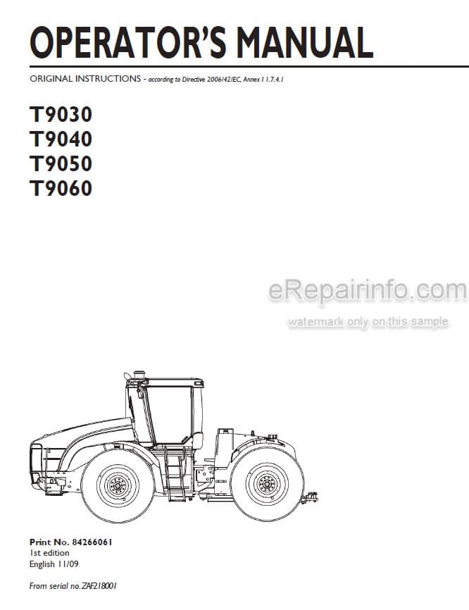 Photo 4 - New Holland T9030 T9040 T9050 T9060 Operators Manual Tractor 84266061