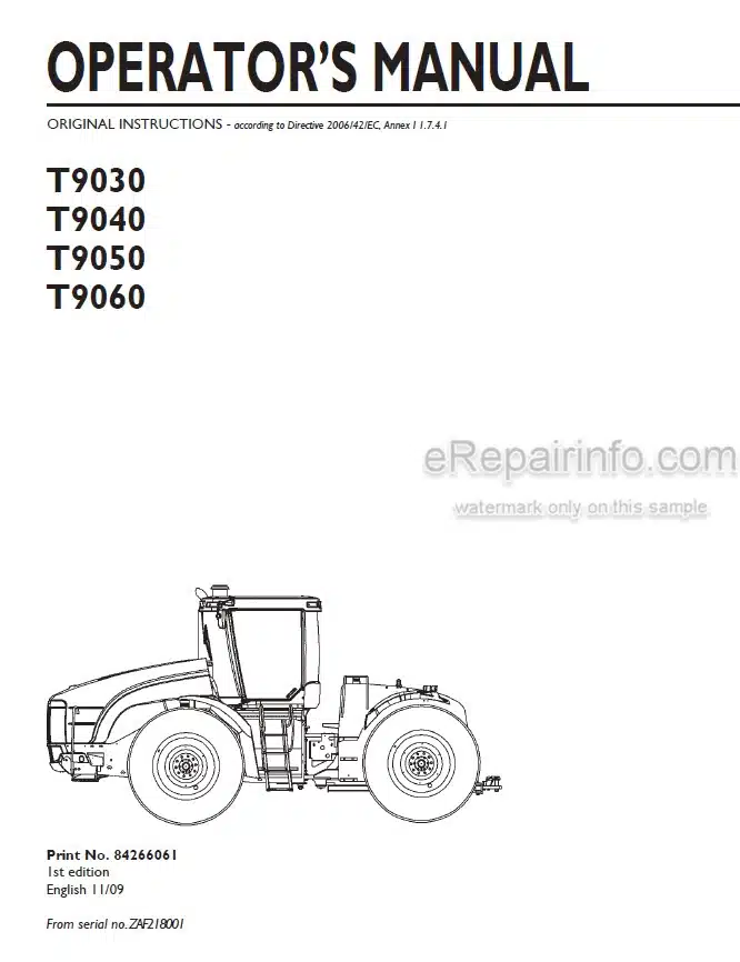 Photo 4 - New Holland T9030 T9040 T9050 T9060 Operators Manual Tractor 84266061