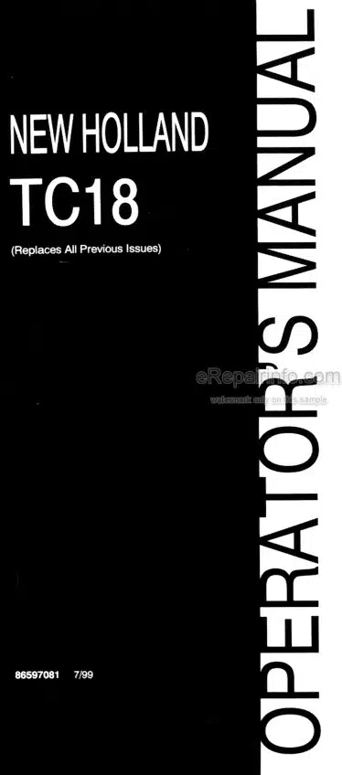 Photo 4 - New Holland TC18 Operators Manual Tractor 86597081