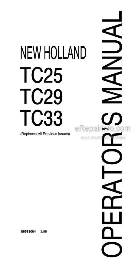 Photo 4 - New Holland TC25 TC29 TC33 Operators Manual Tractor 86588004