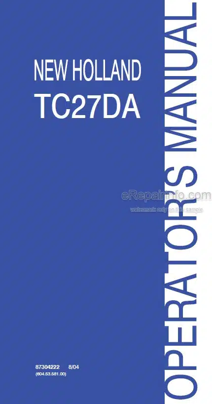 Photo 4 - New Holland TC27DA Operators Manual Tractor 87304222
