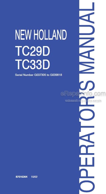 Photo 5 - New Holland TC29D TC33D Operators Manual Tractor 87016364