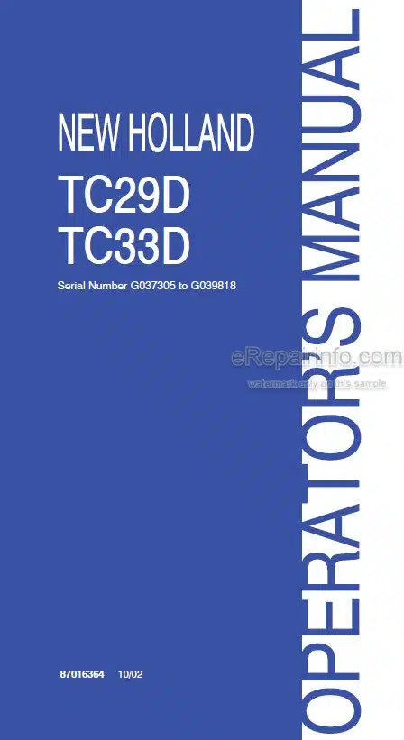 Photo 5 - New Holland TC29D TC33D Operators Manual Tractor 87016364