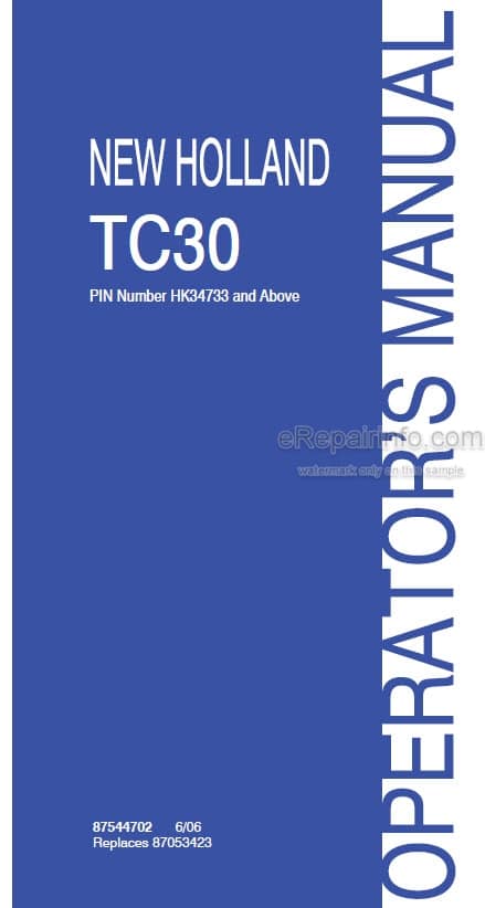 Photo 4 - New Holland TC30 Operators Manual Tractor 87544702