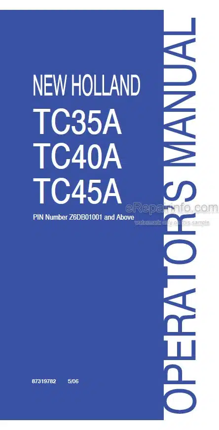 Photo 4 - New Holland TC35A TC40A TC45A Operators Manual Tractor 87319782