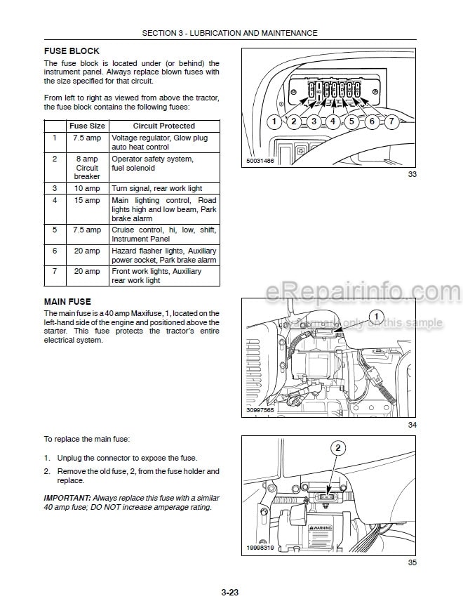Photo 7 - New Holland TC25 TC29 TC33 Operators Manual Tractor 86588004
