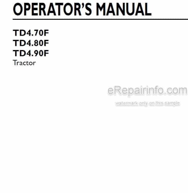 Photo 3 - New Holland TD4.70F TD4.80F TD4.90F Operators Manual Tractor