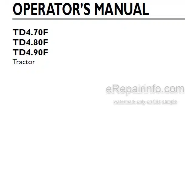Photo 3 - New Holland TD4.70F TD4.80F TD4.90F Operators Manual Tractor