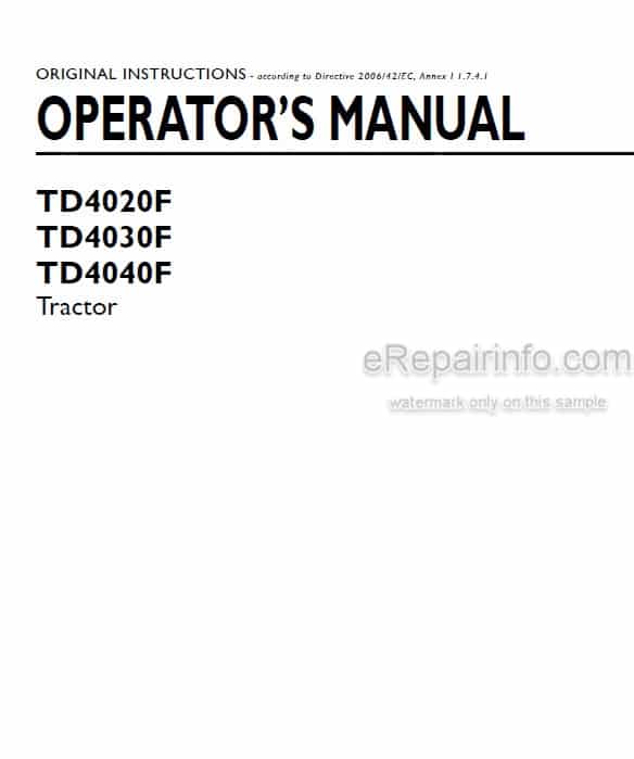 Photo 4 - New Holland TD4020F TD4030F TD4040F Operators Manual Tractor