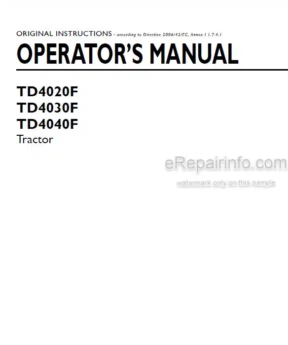 Photo 4 - New Holland TD4020F TD4030F TD4040F Operators Manual Tractor
