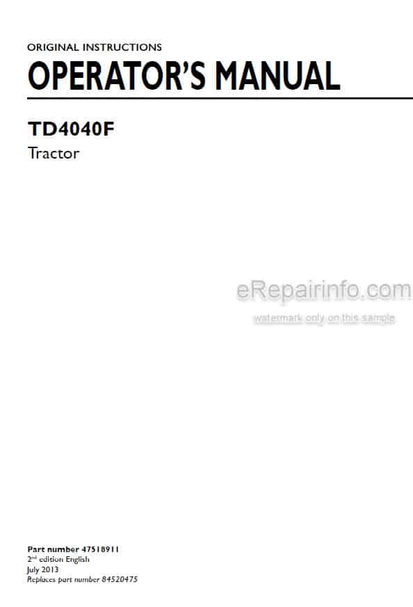 Photo 4 - New Holland TD4040F Operators Manual Tractor 47518911