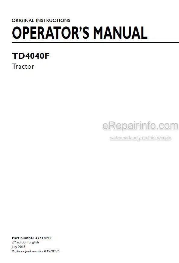 Photo 4 - New Holland TD4040F Operators Manual Tractor 47518911