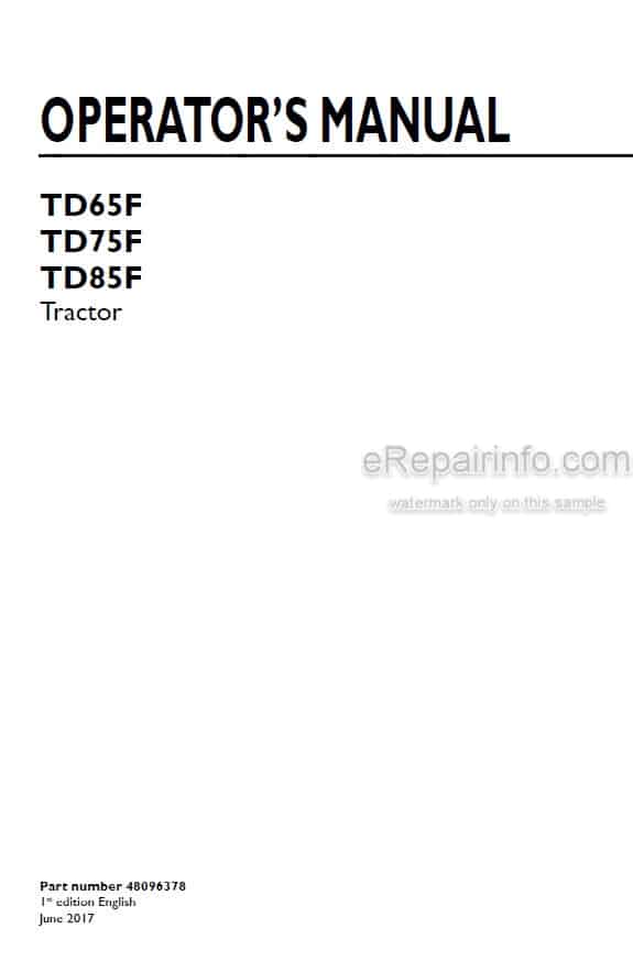 Photo 4 - New Holland TD65F TD75F TD85F Operators Manual Tractor