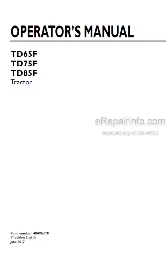 Photo 4 - New Holland TD65F TD75F TD85F Operators Manual Tractor