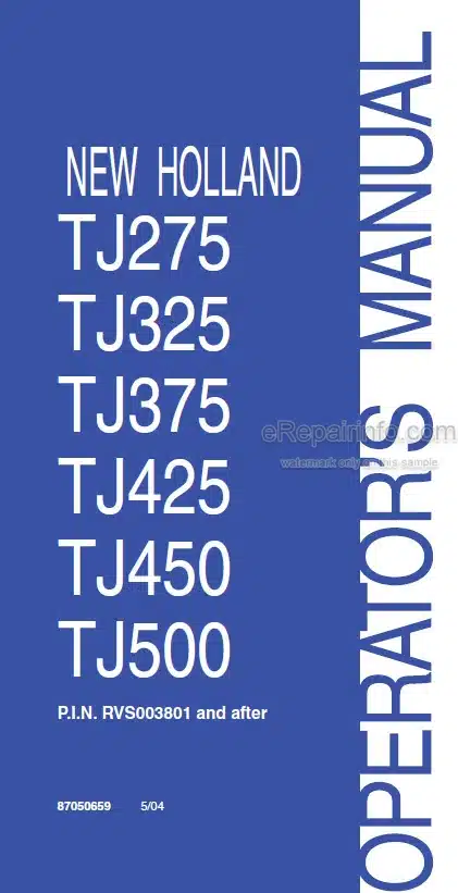 Photo 4 - New Holland TJ275 TJ325 TJ375 TJ425 TJ450 TJ500 Operators Manual Tractor 87050659