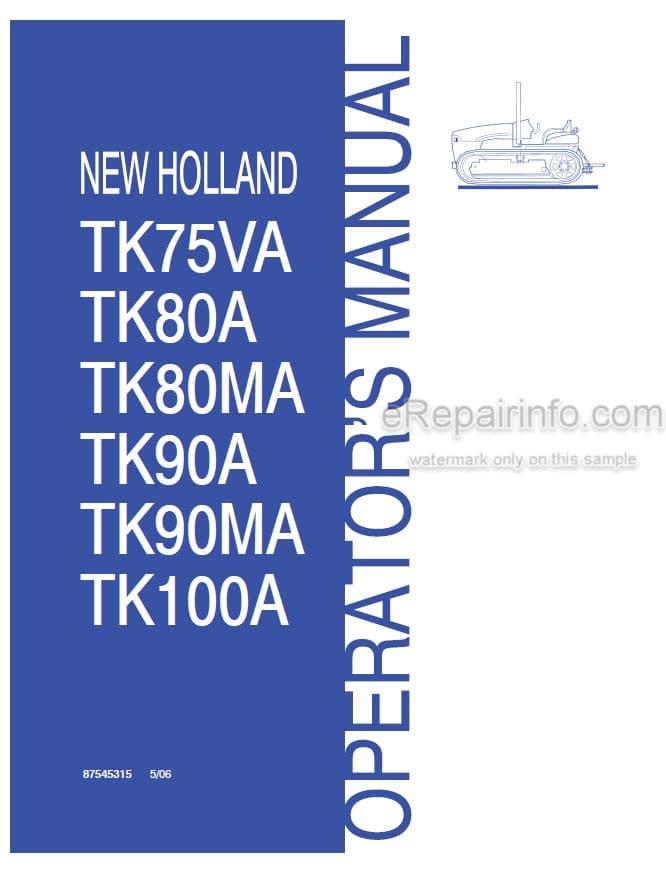 Photo 4 - New Holland TK75VA TK80A TK80MA TK90A TK90MA TK100A Operators Manual Tractor 87545315