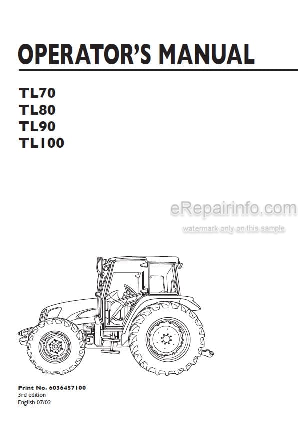 Photo 4 - New Holland TL70 TL80 TL90 TL100 Operators Manual Tractor 6036457100