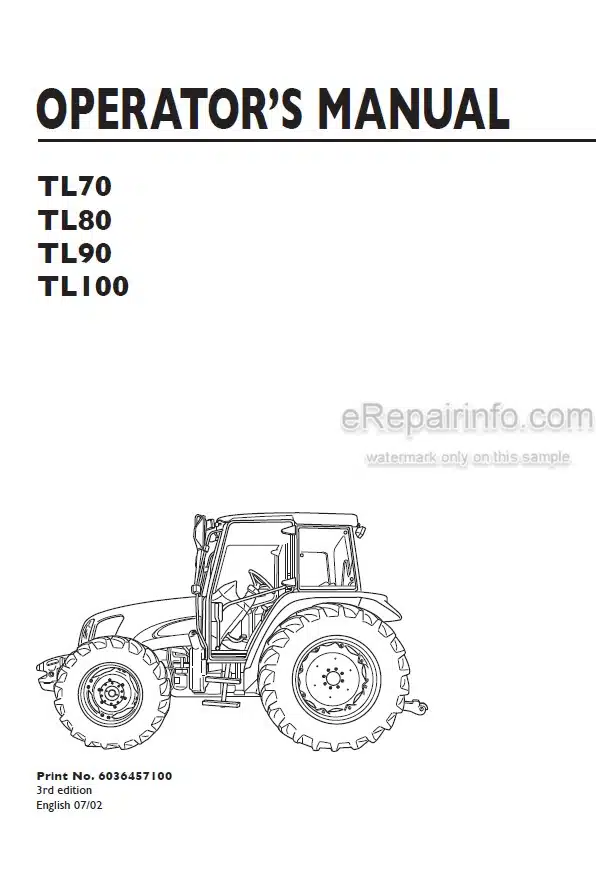 Photo 4 - New Holland TL70 TL80 TL90 TL100 Operators Manual Tractor 6036457100