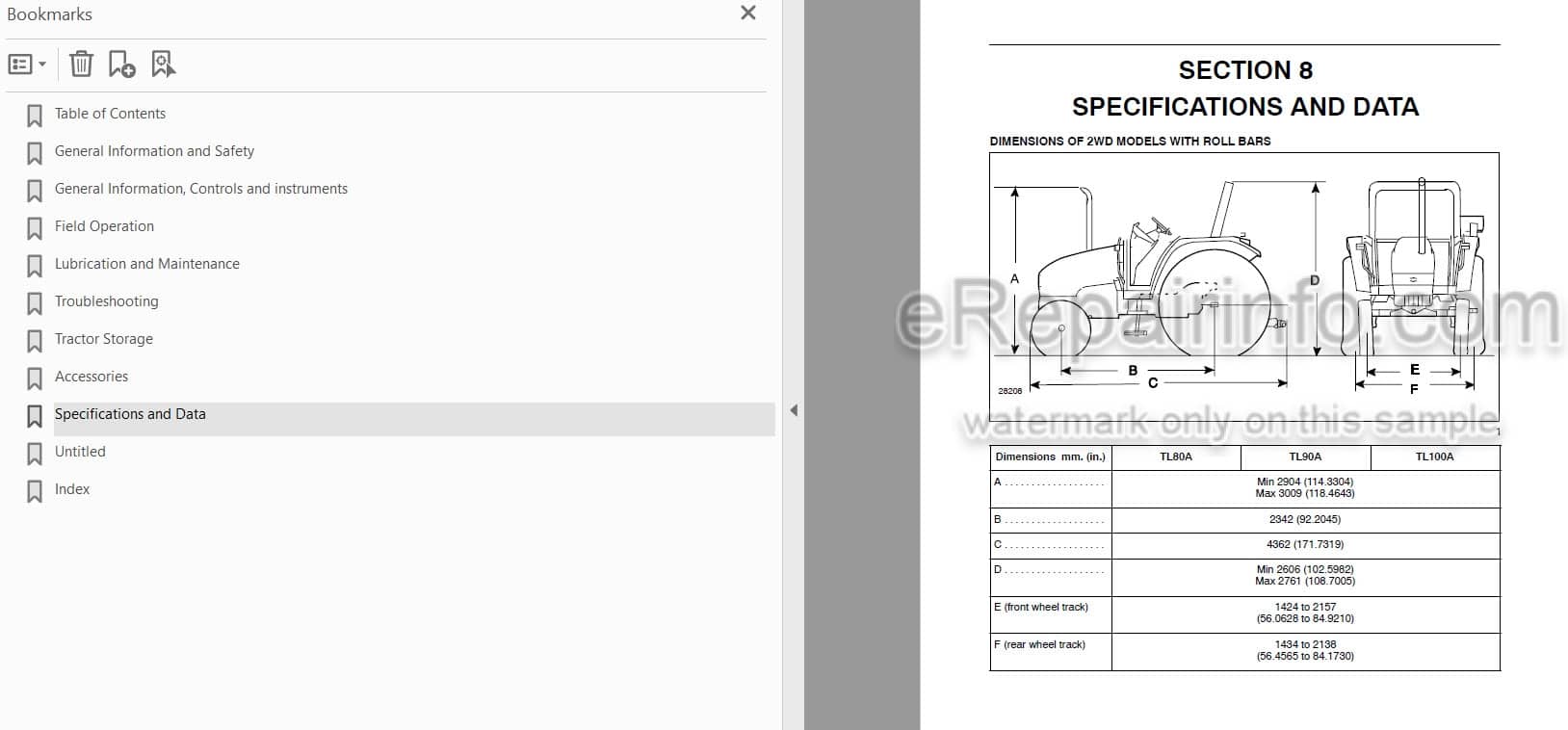 Photo 3 - New Holland TL80A TL90A TL100A Operators Manual Tractor